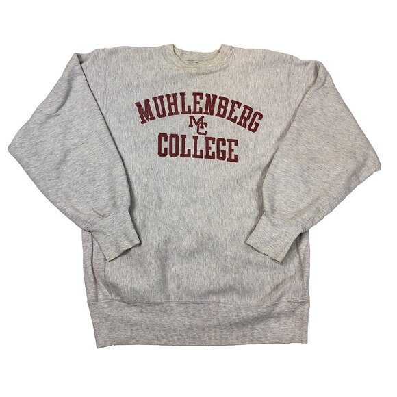 Vintage Champion Muhlenberg College Reverse Weave Gray Sweatshirt Size XXL USA